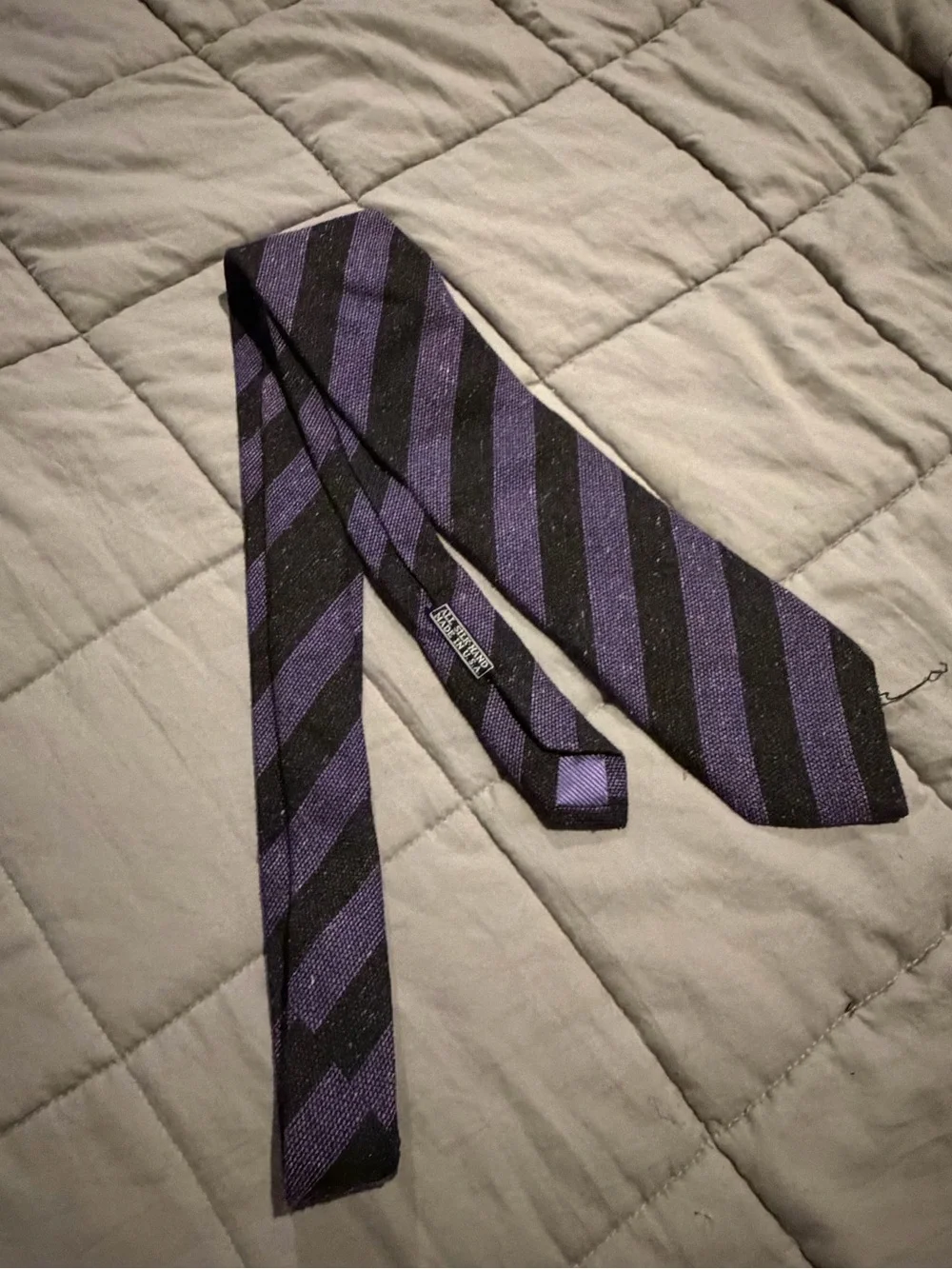 Striped Purple and Black Men's Tie by Ralph Lauren